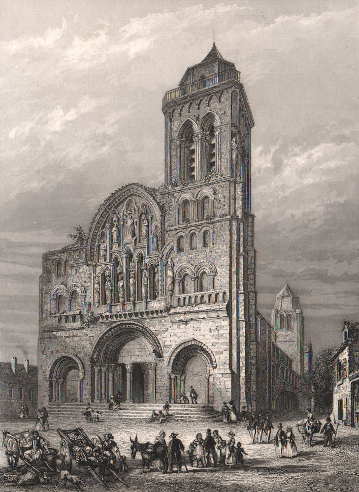 VÉZELAY. Église de La Madeleine Nivernais. Yonne 1844 old antique print